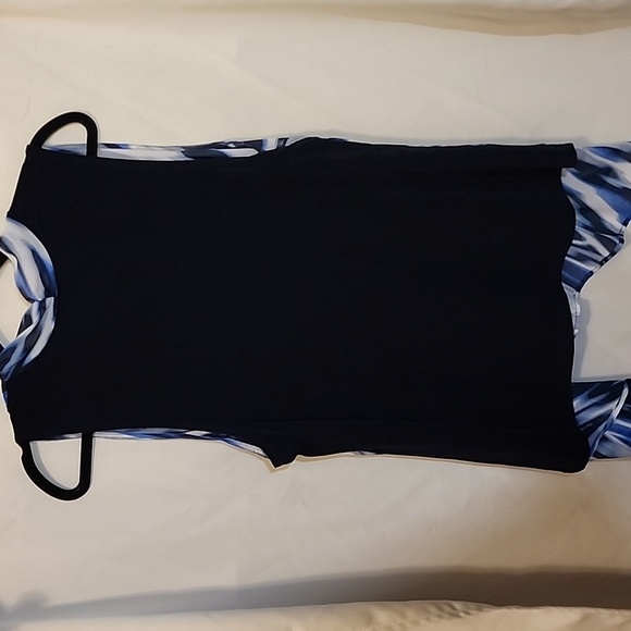 Travelers by Chico’s Women’s Size 2 Lg Vest Blue Streaked Open Front Stretch - Picture 5 of 5